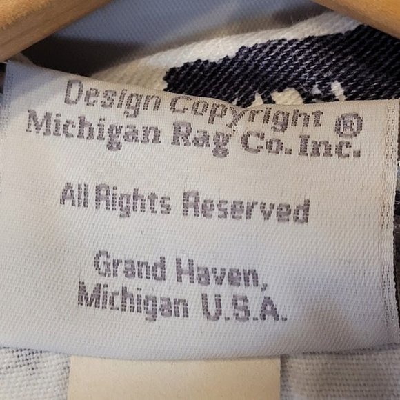 Vintage 80s Michigan Rag Co Lighthouse Print Hooded Jacket Snap Front Size L - Picture 5 of 12